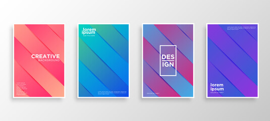 Set of four Minimal covers design. Colorful halftone gradients.modern background template design for web. Cool gradients. Future geometric patterns. Eps10 vector.
