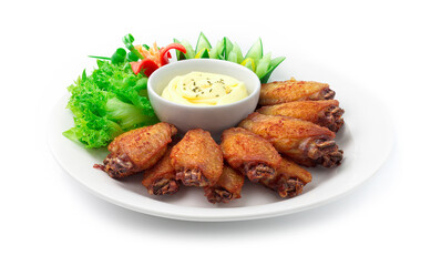 Fried Chicken Wing Thai Food dish style Served Cheesy Mayonage