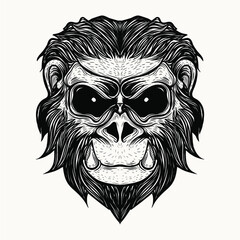 demon monkey with fang artwork illustration