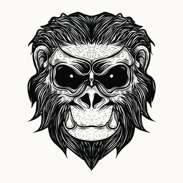 demon monkey with fang artwork illustration