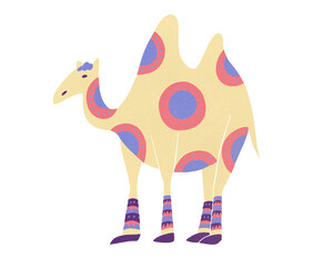 Camel with ornament on a white background. Camel drawing.