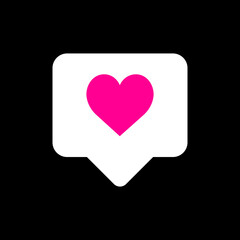 Social Media Pink Like. Heart Social Media Element On Black Background