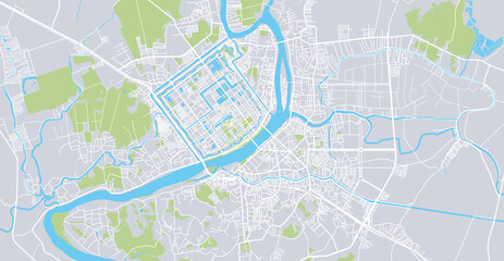 Urban vector city map of Hue, Vietnam