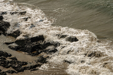 Waves of the Indian ocean breaking on the rocks