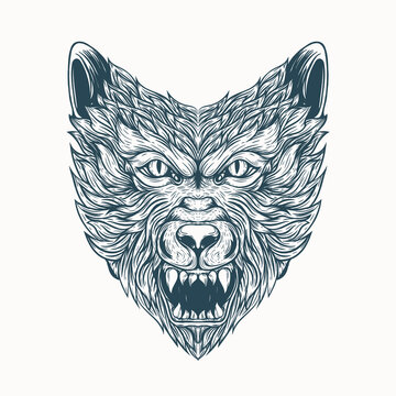 wolf tatto illustration