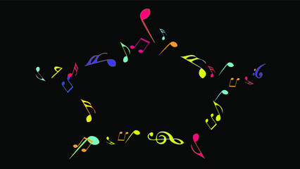 Musical Signs. Modern Background with Notes. Vector Element for Musical Poster, Banner, Advertising, Card. Minimalistic Simple Background.
