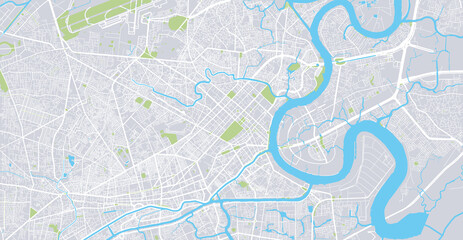 Urban vector city map of Ho Chi Minh City, Vietnam