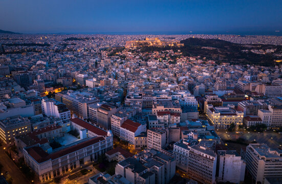 Athens city panoramic view at twilight time, Greece © Mariana Ianovska