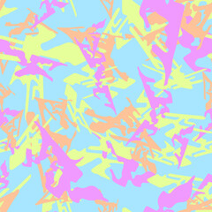 UFO camouflage of various shades of blue, orange, pink and yellow colors