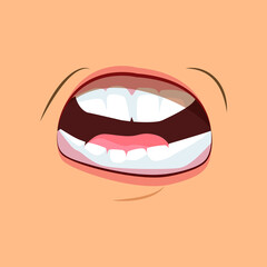 Close-up of shouting mouth illustration. Displeased face, frustration, anger. Facial expressions concept. illustration can be used for topics like emotions, body language, psychology