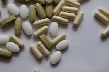 pills on a white background