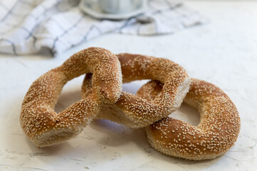 Turkish simit bread .