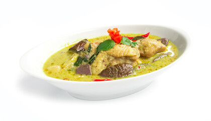 Green Curry Chicken in chili paste soup with coconut milk