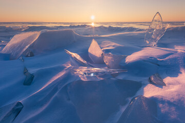 The popular sights of Lake Baikal in Russia, the stunning winter landscape.