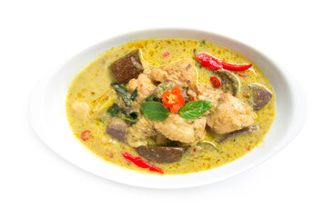 Green Curry Chicken in chili paste soup with coconut milk