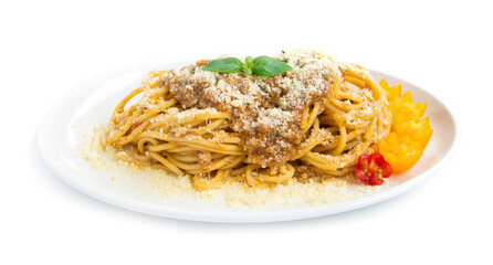 Spaghetti Parmesan cheese  stir fried with canola oil