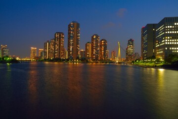 Fototapeta na wymiar 永代橋からの風景【夜景】/Sumida River Sight from EITAIBASHI【Night view】