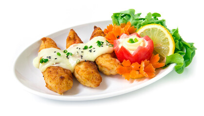 Fried Chicken with mozzarella cheese topped onion spring