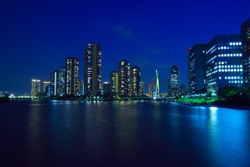 Obraz na płótnie Canvas 永代橋からの風景【夜景】/Sumida River Sight from EITAIBASHI【Night view】