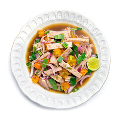 Spicy salad with fermented pork sausage and chili paste