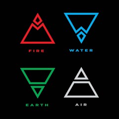 Four elements icons, Vector logo template. water, fire, air, earth symbol, vector illustration.	