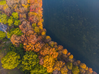 Naklejka na ściany i meble Hubei Wuhan East Lake Scenic Area Late Autumn Aerial Photography Scenery