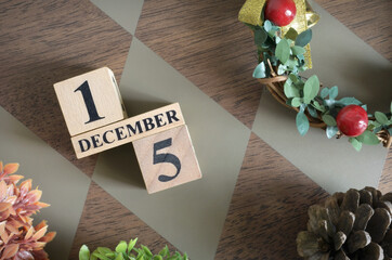 December 15, Date design with number cube.