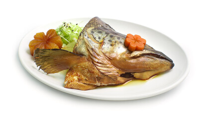 Salmon Kabutoni in soy sauce soup
