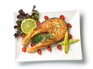 Salmon Steak with black  peppers and salt