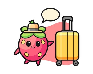 Strawberry cartoon on vacation