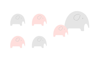 Cute mom and baby elephants pattern. Scandinavian baby or children print design