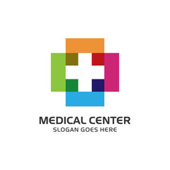 Obraz premium Medical cross logo vector design template. Health and pharmacy logo.