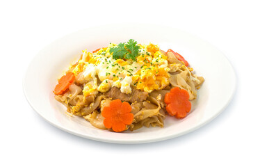 Thai food Stir fried Noodles with pork