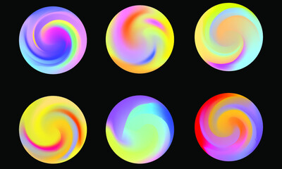 Obraz premium Set of round Vector Gradient. Multicolor Sphere. Modern abstract background texture. Template for design. Isolated objects