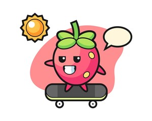 Strawberry cartoon skateboarding