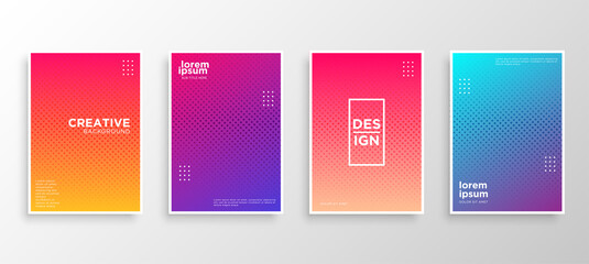 Set of four Minimal covers design. Colorful wavy gradients.modern background template design for web. Cool gradients. Future geometric patterns. Eps10 vector.