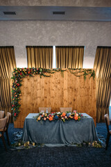 Wedding presidium in restaurant
