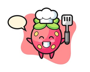 Strawberry chef cartoon cooking
