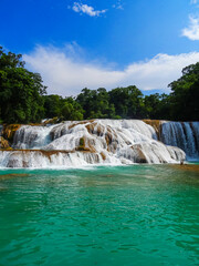 Beatiful natrual water pools of Agua Azul In South of Mexico