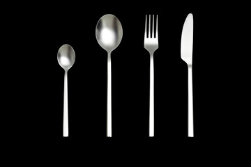 Silver cutlery set for table