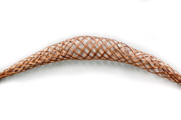 Copper mesh wire curved in an arc . isolate on a white background