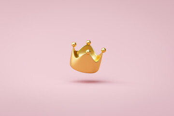 Gold crown on pink background with victory or success concept. Luxury prince crown for decoration....