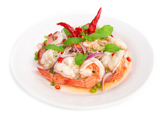 Shrimp salad with lemon grass and leaf mint spicy tasty