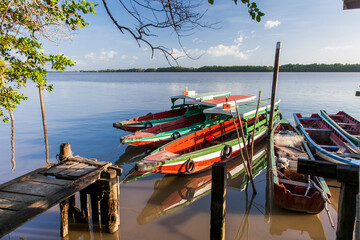 Traditional boats on the Suriname river