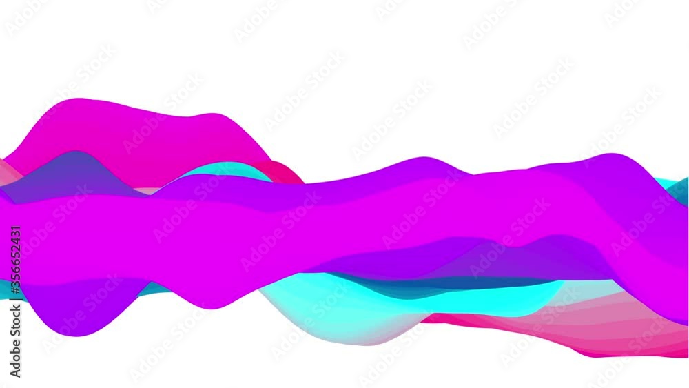 Poster Loop animation. Abstract colorful wavy background in bright neon colors. Vibrant wave. Modern colorful wallpaper. 3d rendering.