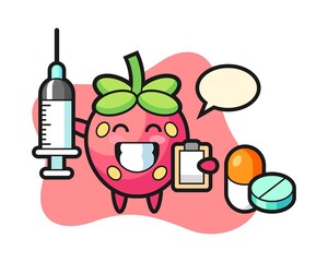 Strawberry cartoon as a doctor