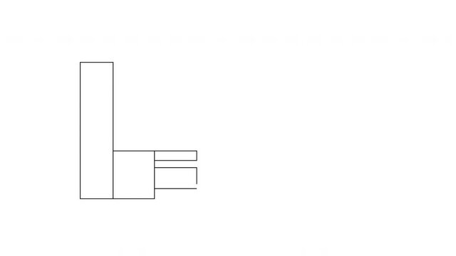 Self drawing animation of kitchen interior. Copy space. White background.