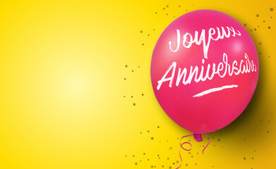 Joyeux anniversaire, ballon avec espace pour du texte, carte coloré avec message