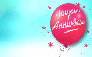 Joyeux anniversaire, ballon avec espace pour du texte, carte coloré avec message