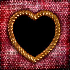   gold picture frame in shape of heart